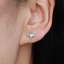 Manta Ray Fish Stud Earrings Sterling Silver, thumbnail 1 of 11