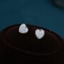 White Opal Heart Stud Earrings In Sterling Silver, thumbnail 2 of 11