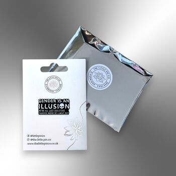 Gender Is An Illusion Enamel Lapel Pin, Skull, Lgbtiqia+ Badge, Non Binary, Genderqueer, Agender, Bigender, Genderflux Gift, 5 of 8