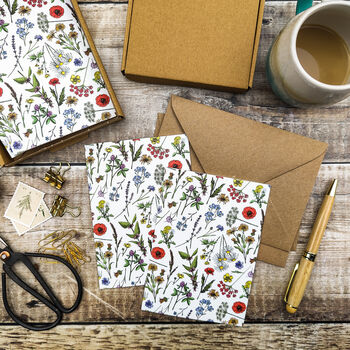 10 X Wild Meadow Patterned Notecards, 7 of 7