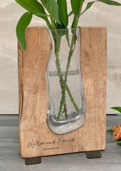 Personalised Tanoak 'Mr And Mrs' Wooden Vase, 7 of 8