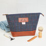 30th Birthday Harris Tweed Wash Bag With Leather Trim, thumbnail 4 of 7