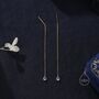 Moonstone Dot Long Threader Earrings, thumbnail 3 of 12