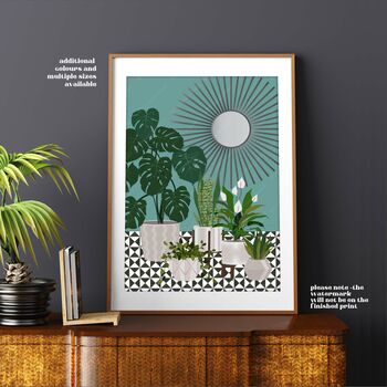 Sunray Mirror And Monstera Plant Print, 5 of 8