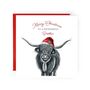 Merry Christmas To A Wonderful Brother Festive Highland Cow Greeting Card, thumbnail 1 of 4
