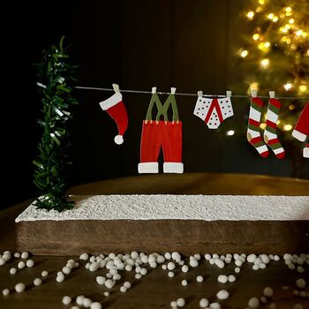 Santa's Washing Line Block Christmas Decoration, 2 of 3