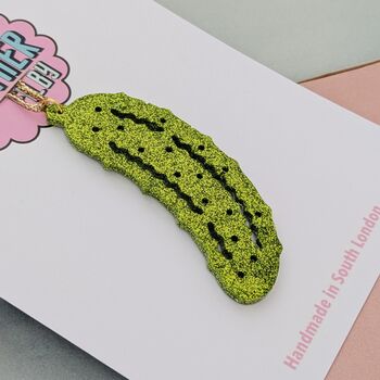 Green Pickle Glitter Resin Christmas Decoration, 2 of 4