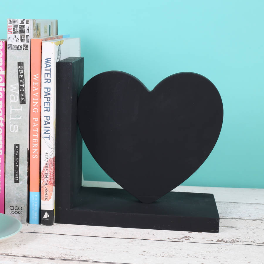 chalkboard heart bookend anniversary or wedding gift by bombus