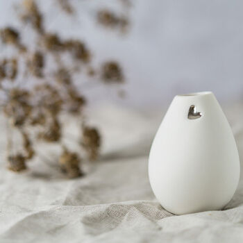 Porcelain Bud Vase With An Embossed Heart, 3 of 12