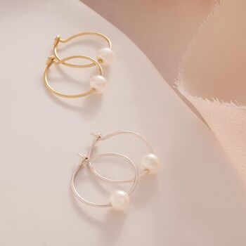 Isabella Pearl Hoop Earrings, 2 of 10