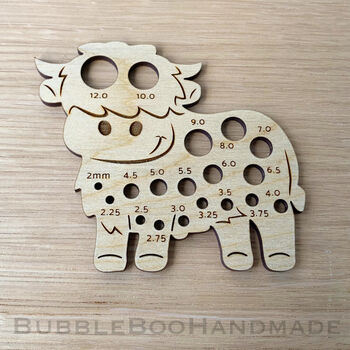 Highland Cow Knitting Needle Gauge And Stitch Marker Set, 2 of 6