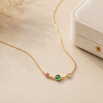 Mother And Two Children Birthstone Link Necklace, 4 of 8