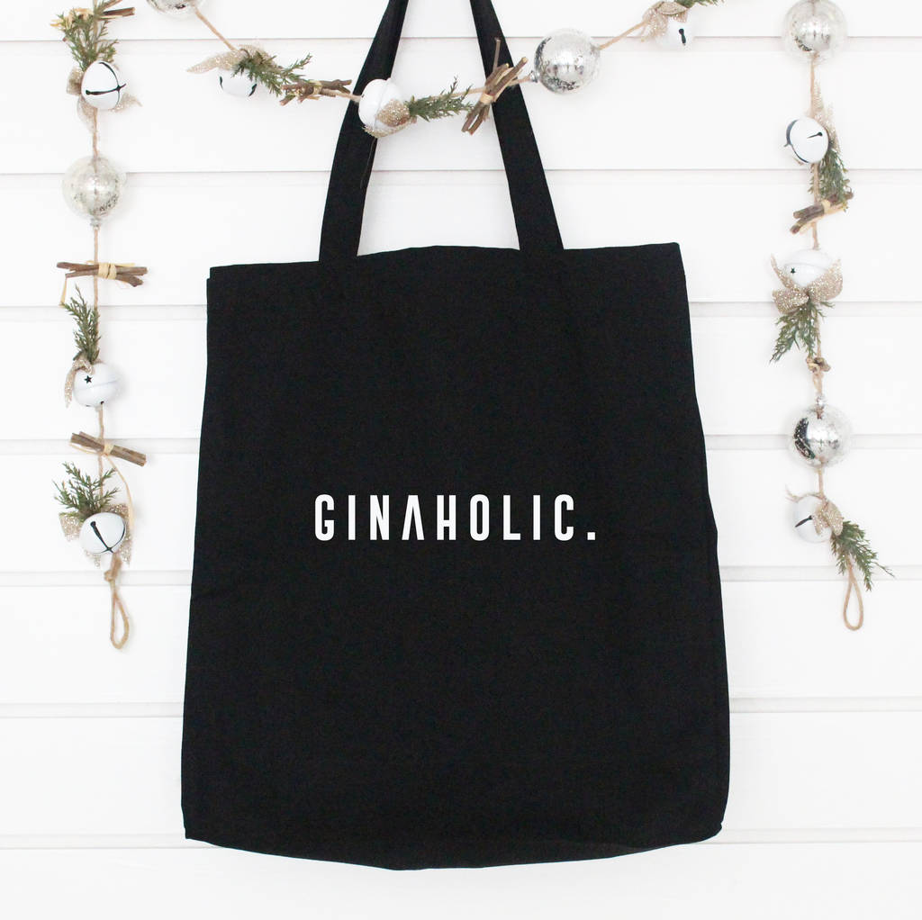 'ginaholic' large black tote bag by precious little plum