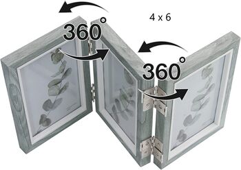 Grey Triple Picture Frames With 360° Folding Hinge, 12 of 12