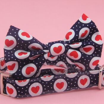 Red Hearts On Navy Dog Bow Tie, 4 of 11