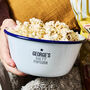 Personalised Enamel Popcorn Bowl And Giant Sweet Or Salted Popcorn Gift Set For Him, thumbnail 5 of 6