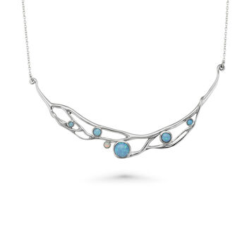 Organic Blue And White Fire Opal Statement Necklace, 3 of 6