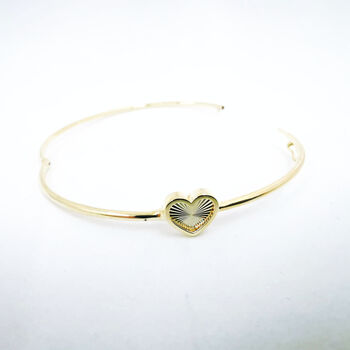 9ct Yellow Gold Heart Hinged Bangle, 9 of 9