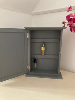 Grey Wooden Key Box Cabinet Wall Mounted Freestanding, 7 of 11