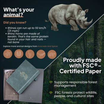 Grey Rhino A5 Journal With Strap, Bookmark And Pen Holder, 7 of 7