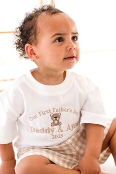 'Our First Father's Day' Personalised Embroidered Bear T Shirt, 2 of 5