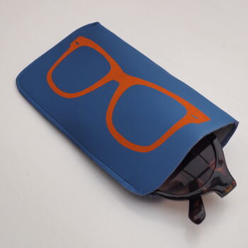 Blue And Orange Print Leather Glasses Case, 3 of 10