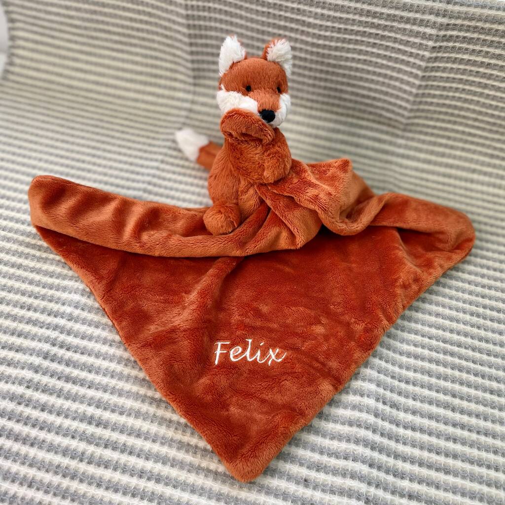 Personalised Fox Baby Comforter Blanket By The Alphabet Gift Shop