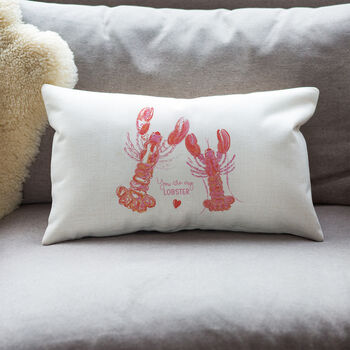 Romantic Lobster Personalised Rectangular Cushion, 2 of 3