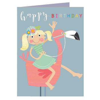 Mini Glittery Flamingo Birthday Card, 3 of 5