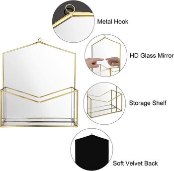 Gold Glass Wall Mounted Hanging Makeup Mirror, 6 of 7