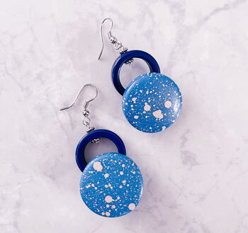 Speckled Circle Resin Hoop Drop Earrings, 2 of 2