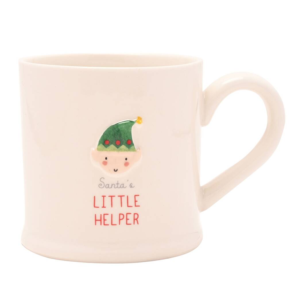 Santa's Little Helper Embossed Elf Mug, 1 of 2