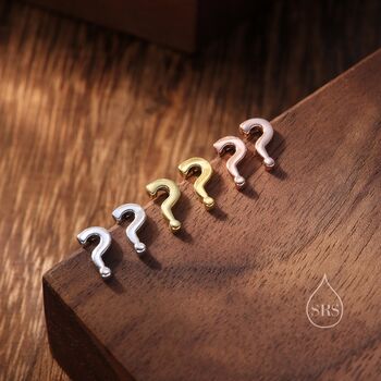 Question Mark Stud Earrings In Sterling Silver, 2 of 12
