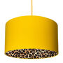 Leopard Print Lampshades In Egg Yolk Yellow Cotton, thumbnail 2 of 10