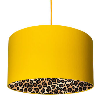Leopard Print Lampshades In Egg Yolk Yellow Cotton, 2 of 10