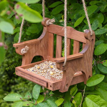 Personalised Wooden Memorial Bench Bird Feeder, 2 of 12