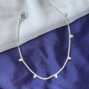 Sterling Silver Grape Summer Payal Indian Anklet, 2 of 5