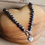 Navy Freshwater Pearl Heart Charm Necklace, thumbnail 1 of 2