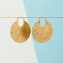 Tribal Hoop Earrings In Gold Plate And Raw Brass, thumbnail 4 of 7