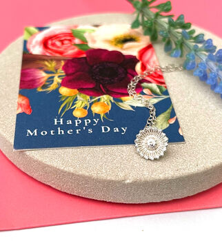 Mother's Day Sterling Silver Mini Sunflower Necklace, 6 of 12