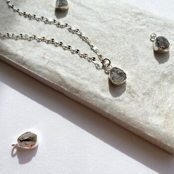 Carved Herkimer Diamond Vintage Chain Necklace, 8 of 10