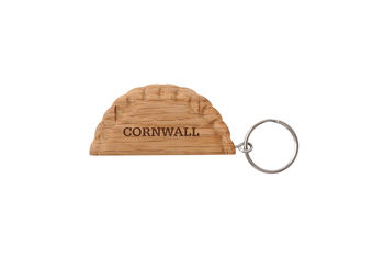 Cornish Gifts 'Cornwall' Oak Cornish Pasty Keyring, 2 of 2