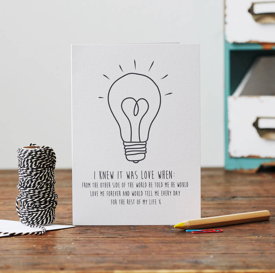 valentines 'lightbulb moment' personalised card by betsy ...