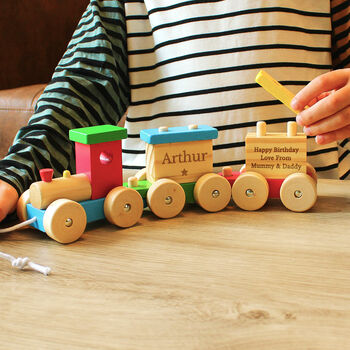 Personalised Name Star Wooden Toy Train, 2 of 9