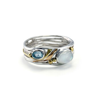 Moonstone And Blue Topaz Ring, 6 of 7