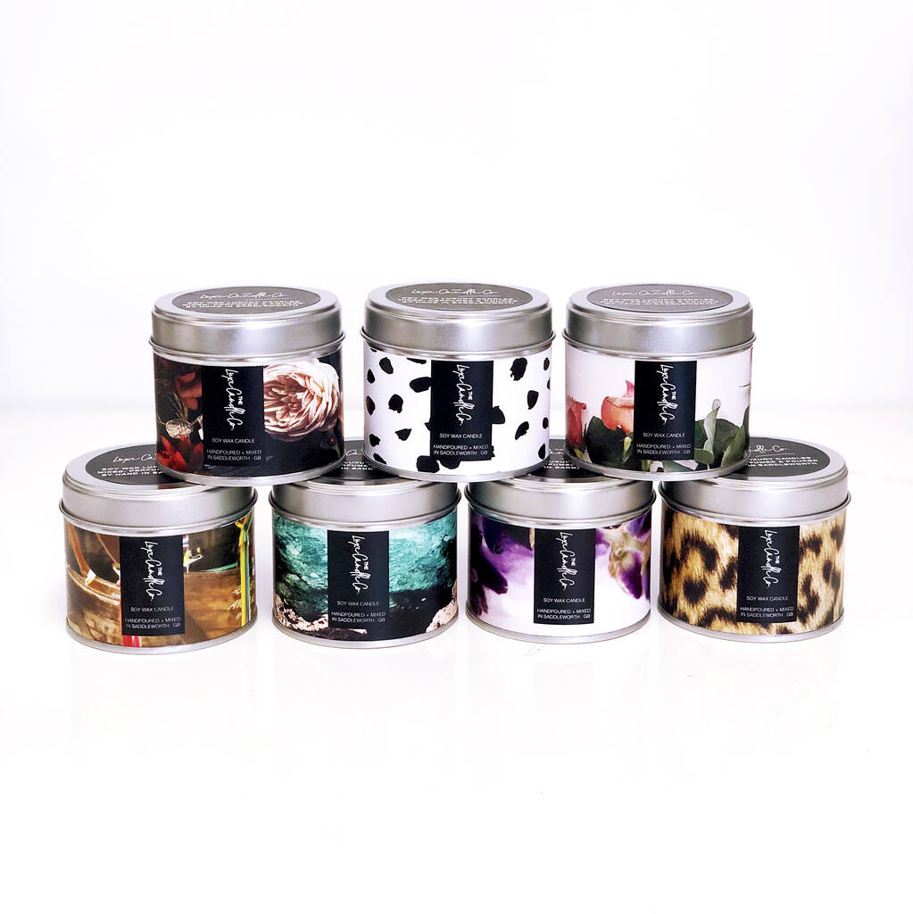 Leopard Print Tonka And Vanilla Bean Tin Candle By The Luxe Candle Co