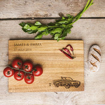 Just Married Personalised Oak Chopping, Serving Board, 4 of 6