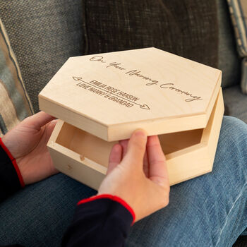 Personalised On Your Christening Baptism Naming Day Hexagon Keepsake Box, 3 of 6