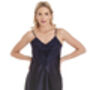 British Made Navy Blue Short Satin Nightdress With Lace Detail Ladies Size 8 To 28 UK, thumbnail 1 of 4