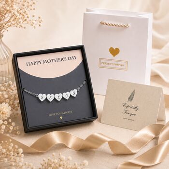 Personalise Multi Hearts Silver Gold Rose Gold Bracelet Initials Engraved, 4 of 9